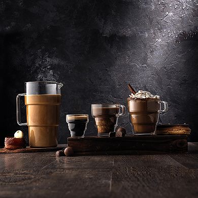JoyJolt Pila 4-pc. Double Walled Espresso Glass Cup Set