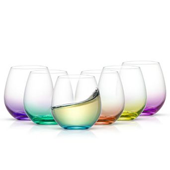 JoyJolt Hue 6 pc Colored Stemless Wine Glass Set
