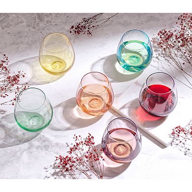 JoyJolt Hue 6-pc. Colored Stemless Wine Glass Set