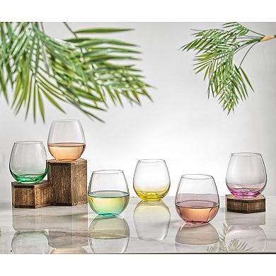 JoyJolt Hue 6-pc. Colored Stemless Wine Glass Set