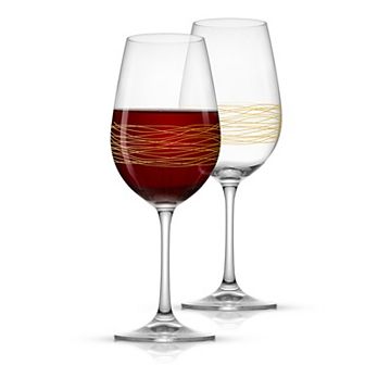JoyJolt Golden Royale Set of 2 Crystal Red Wine Glasses