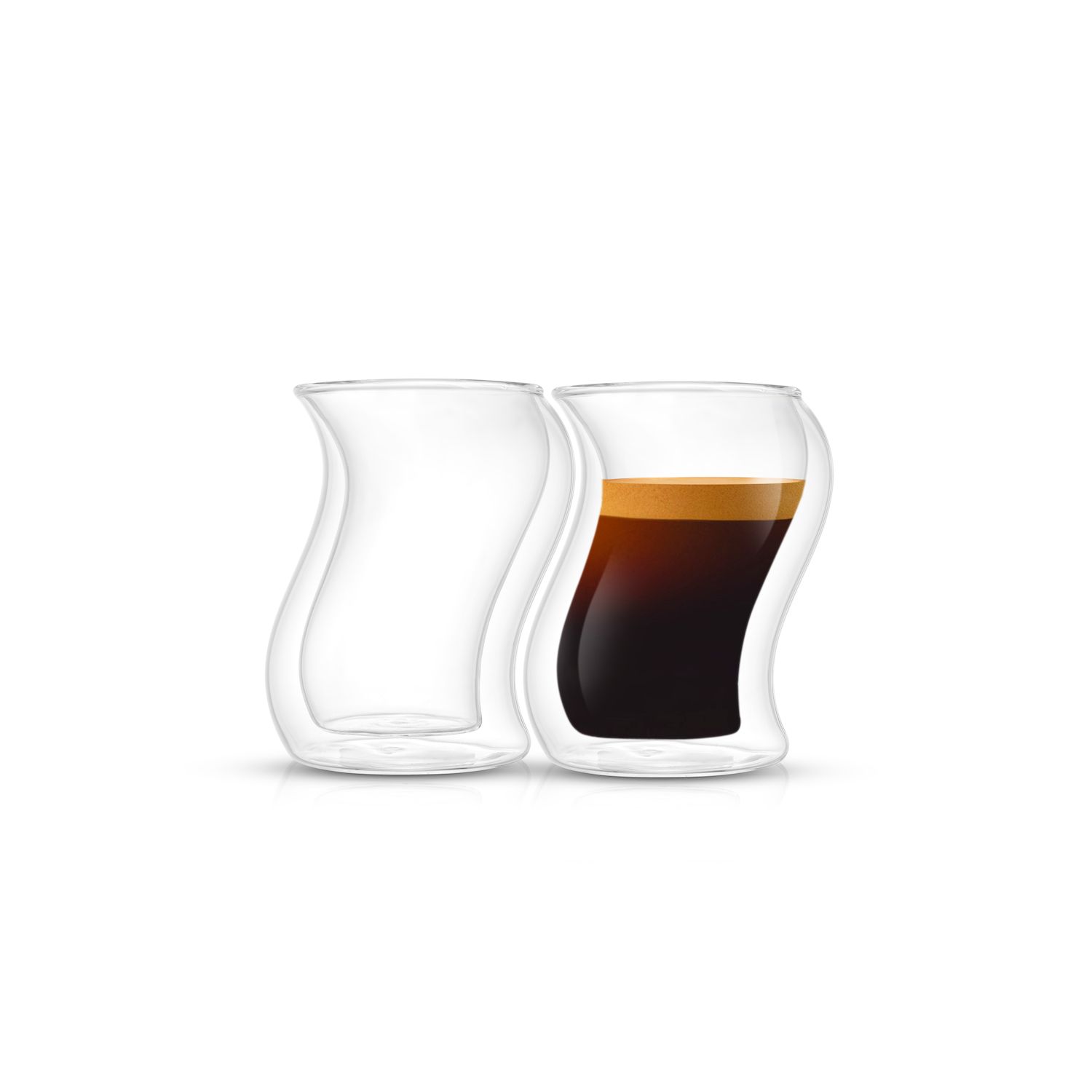 JoyJolt Stoiva Stackable Double Wall Insulated Espresso Glasses, 5 oz Set of 4, Clear