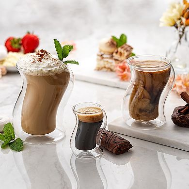 JoyJolt Pivot Set of 2 Double Walled Espresso Shot Glasses