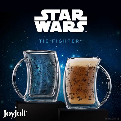 JoyJolt Star Wars TIE Fighter 2-pc. Double Walled Glass Mugs