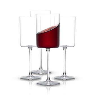 JoyJolt Claire Set of 4 Cyrstal Cylinder Red Wine Glasses