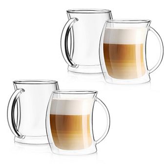 JoyJolt Caleo 4 pc Double Walled Latte Glass Set