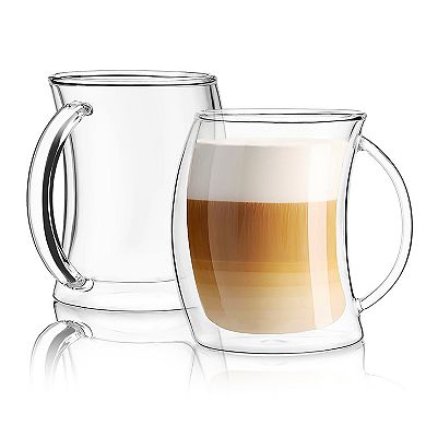 JoyJolt Caleo 4-pc. Double Walled Latte Glass Set
