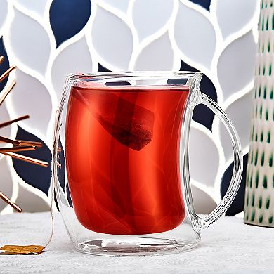 JoyJolt Caleo 4-pc. Double Walled Latte Glass Set