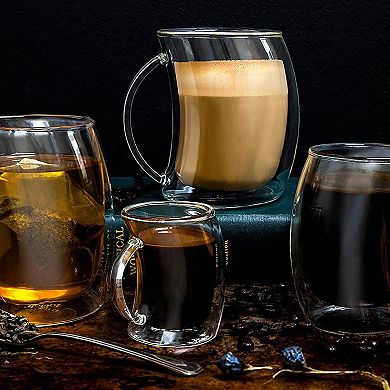 JoyJolt Caleo 4-pc. Double Walled Latte Glass Set
