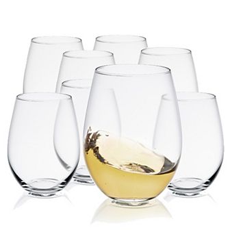 JoyJolt Spirits 8 pc Stemless Crystal Wine Glass Set