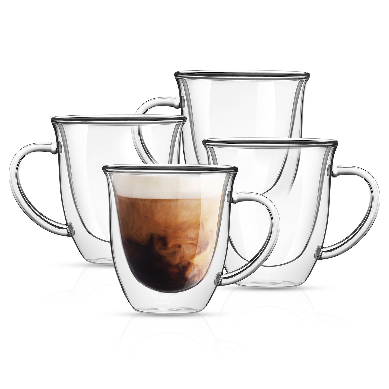 JavaFly Double Wall Glass Mugs, Coffee Mugs, Tall Cups With Handle (Set of  4) CE1007171-B020002 - The Home Depot