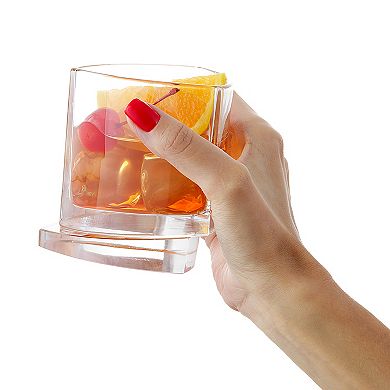 JoyJolt Aqua Vitae 2-pc. Triangle Off Base Whiskey Glass Set
