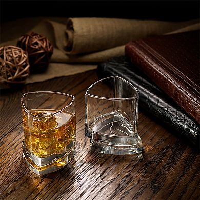 JoyJolt Aqua Vitae 2-pc. Triangle Off Base Whiskey Glass Set