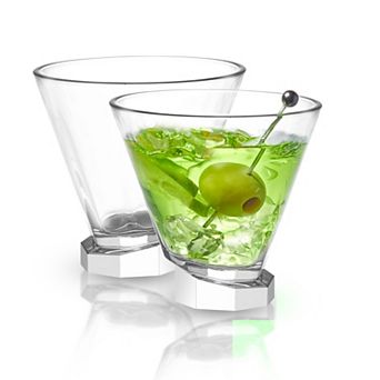 JoyJolt Aqua Vitae 2 pc Octagon Off Base Martini Glass Set