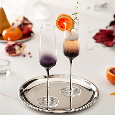 JoyJolt Black Swan 2-pc. Champagne Glass Set