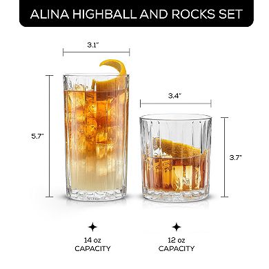 JoyJolt Alina 8-pc. Ribbed Glass Drinkware Set