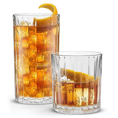 JoyJolt Alina 8-pc. Ribbed Glass Drinkware Set