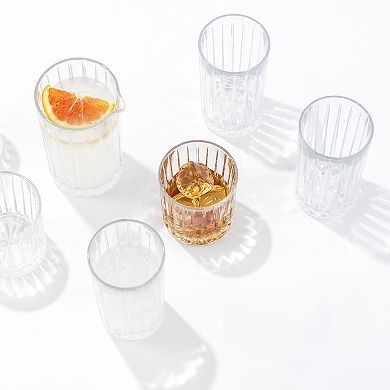 JoyJolt Alina 8-pc. Ribbed Glass Drinkware Set