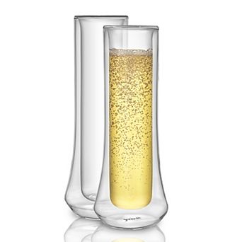 JoyJolt Cosmo 2 pc Double-Wall Stemless Champagne Flute Glass Set