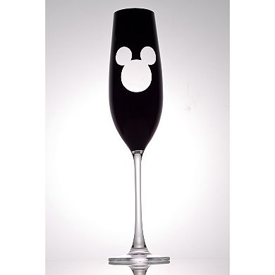 Disney's Luxury Mickey Mouse Crystal Stemmed Champagne Flute Glass Set by JoyJolt