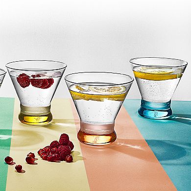 JoyJolt Hue 6-pc. Colored Stemless Martini Glass Set