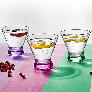 JoyJolt Hue 6-pc. Colored Stemless Martini Glass Set