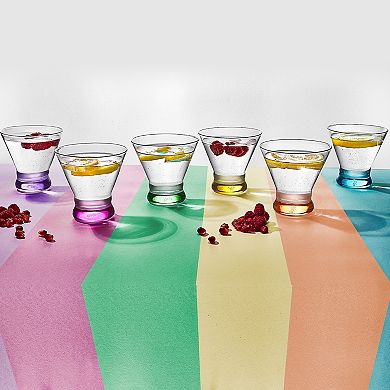 JoyJolt Hue 6-pc. Colored Stemless Martini Glass Set