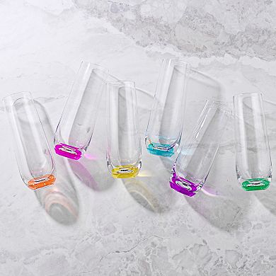 JoyJolt Hue 6-pc. Colored Stemless Champagne Flute Glass Set