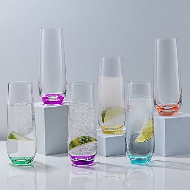 JoyJolt Hue 6-pc. Colored Stemless Champagne Flute Glass Set