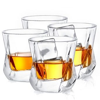 JoyJolt Aurora 4 pc Crystal Whiskey Glass Set