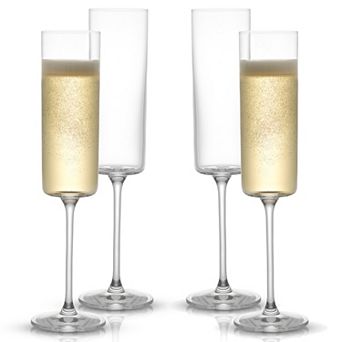 JoyJolt Claire 4 pc Cyrstal Cylinder Champagne Glass Set