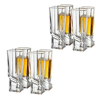 JoyJolt Carre 8 pc Square Heavy-Base Crystal Shot Glass Set