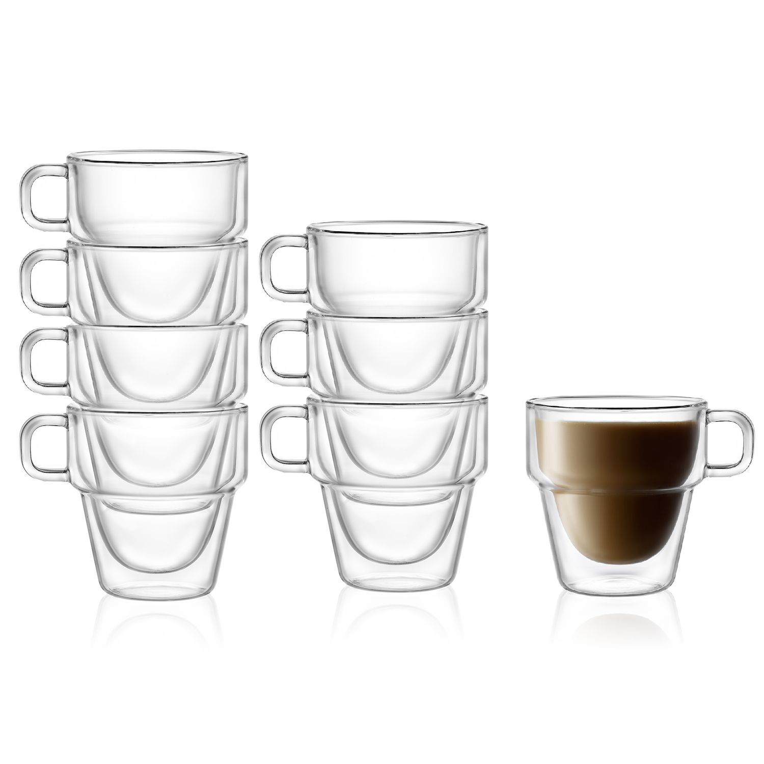 Glass Double Walled Espresso Cups Set of 4 - Wide Italian Style Clear 2.6  OZ Doppio Cups - Espresso …See more Glass Double Walled Espresso Cups Set  of