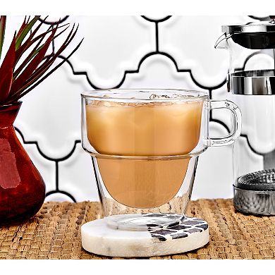 JoyJolt Stoiva 8-pc. Stackable Double-Wall Coffee Glass Set