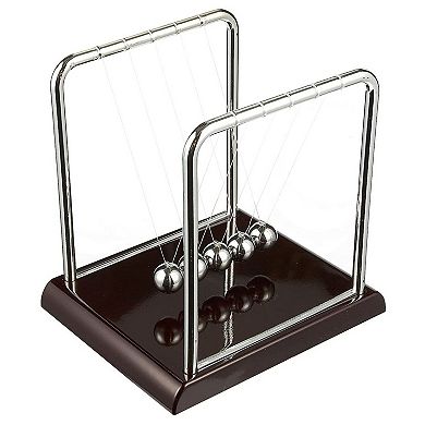 Newtons Cradle Pendulum Physics Desk Toy, Swinging Kinetic Balls for Office Decor (7 x 7 x 6 In)