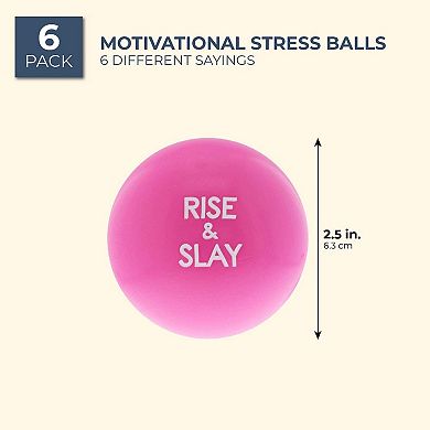 6 Pack Motivational Stress Ball for Adults, Hot Pink Sensory Ball for Women