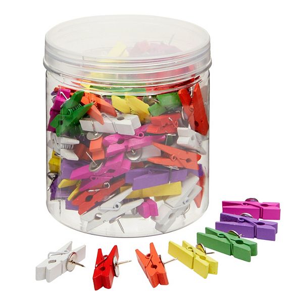 100x Wooden Push Pins for Bulletin Board Decorations, Clothespins 7