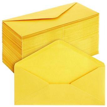 200 Pack Bulk #10 Yellow Envelopes, Gummed Seal for Invitations, 9.4x4.1 In