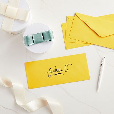 200 Pack Bulk #10 Yellow Envelopes, Gummed Seal for Invitations, 9.4x4.1 In