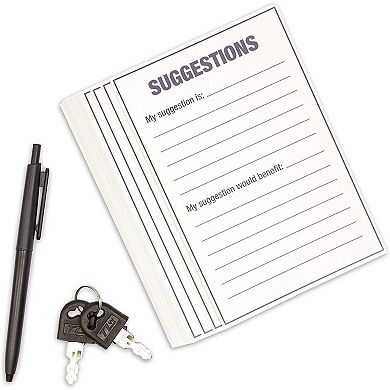 Juvale Wooden Suggestion Box with Cards (Brown, 50 Suggestion Cards)