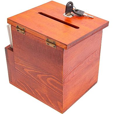 Juvale Wooden Suggestion Box with Cards (Brown, 50 Suggestion Cards)