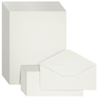 100 pc Cotton Stationery Paper And Envelopes Set For Writing Letters, 8.5x11"