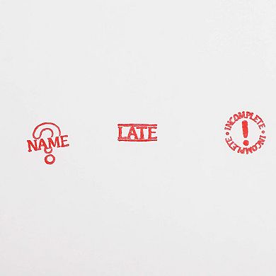 Set of 3 Self Inking Teacher Stamps Rubber Classroom Stamp, Red Ink, 0.5 inch