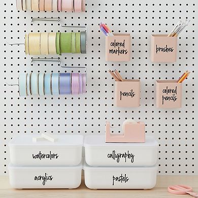 212 Office and Craft Labels for Storage Bins, Black Script on Clear Vinyl