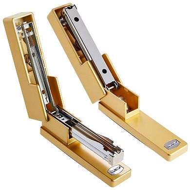 2 Piece Matte Gold Stapler and Tape Dispenser Set for Desk, Home, Office