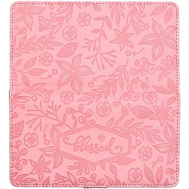 Floral Checkbook Cover for Women Card Holder Wallet for Checks & Credit Cards, RFID Blocking (Pink)