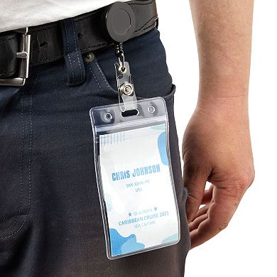 100 Pack Retractable ID Badge Holder Reel for Cards with Clips, 26.5 Inches