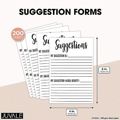 200 Pack Suggestion Cards for Customer Feedback in Bulk, 4x6 in.