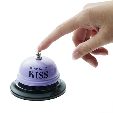 Novelty Ring for a Kiss Service Desk Bell, Funny Gifts for Him and Her, Valentine, Anniversary (Purple, 2.5 In)