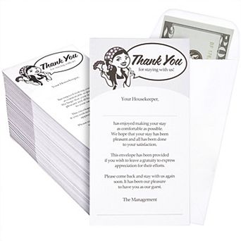 500 Housekeeping Thank You Envelopes for Cash, Coins, Gratuity, 3.5 x 6.5"